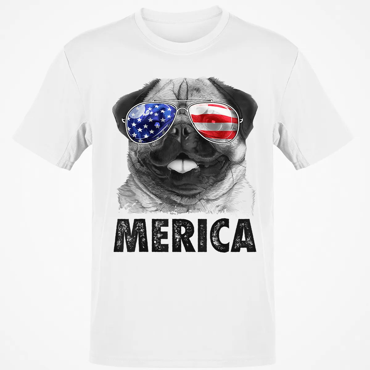 Pug 4th of July s Merica Men Women USA American Flag Classic Unisex T-Shirt