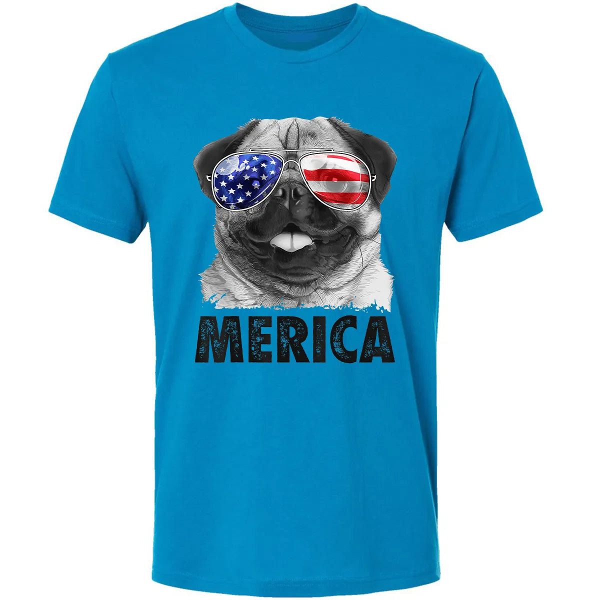 Pug 4th of July s Merica Men Women USA American Flag Premium Unisex T-shirt