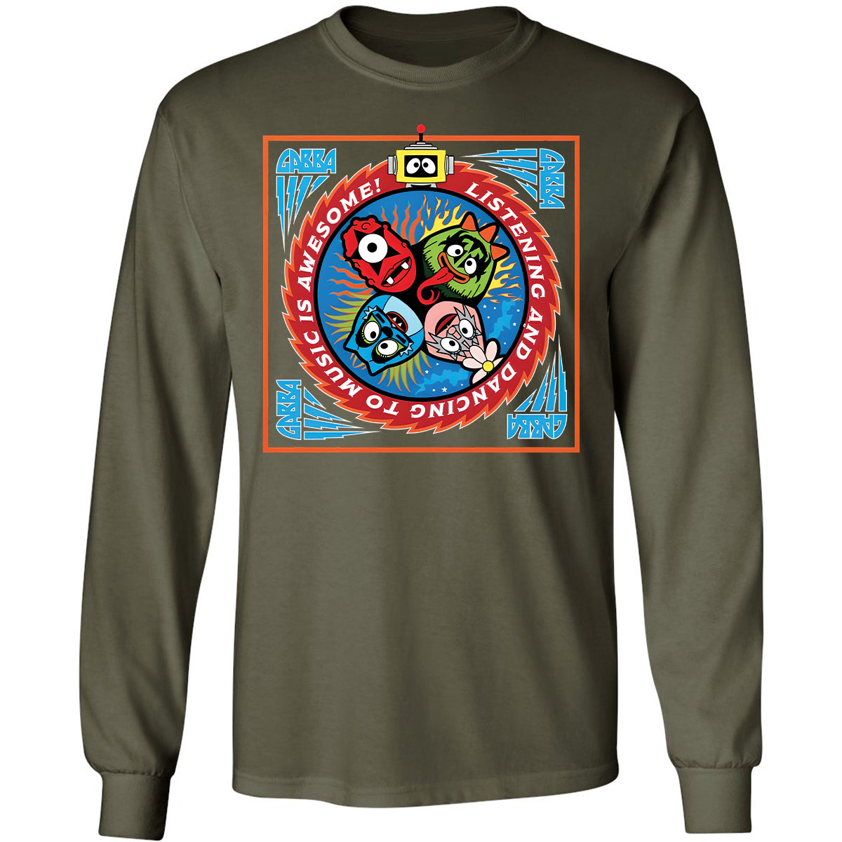 Long Sleeve T-Shirt - Black - Military Green - 16