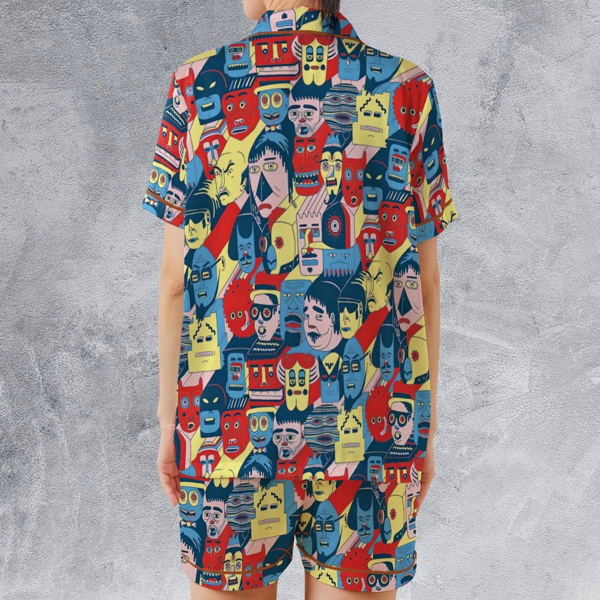 Satin Short-Sleeve Pajamas Set - BCFRG1J6