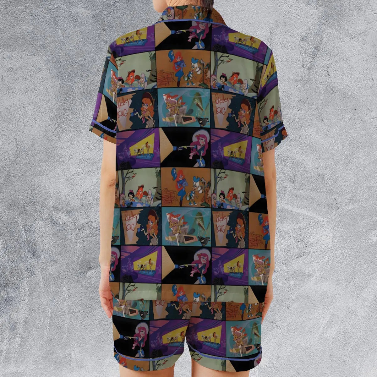 Satin Short-Sleeve Pajamas Set - EPTMTJQX