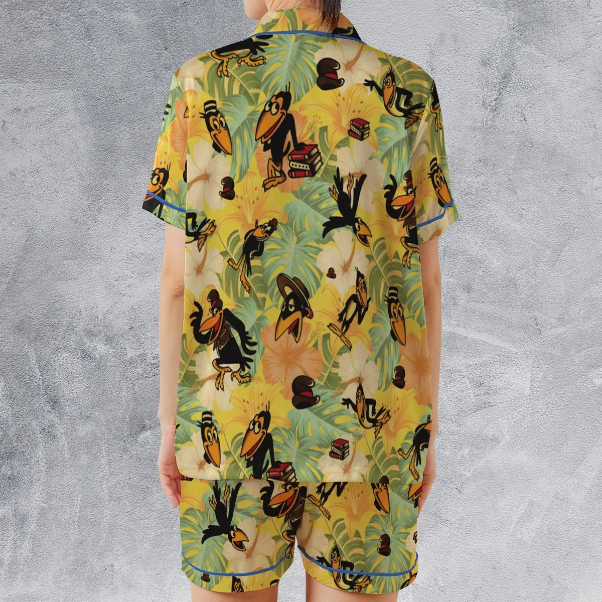 Satin Short-Sleeve Pajamas Set - X552BYJU