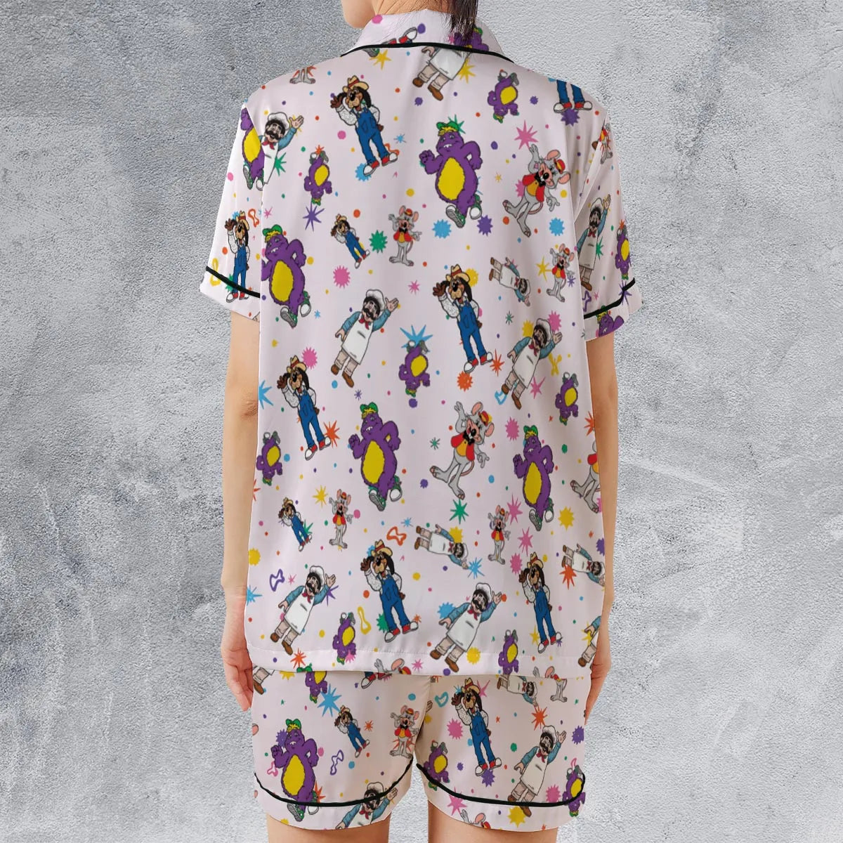 Satin Short-Sleeve Pajamas Set - RTSC29XK