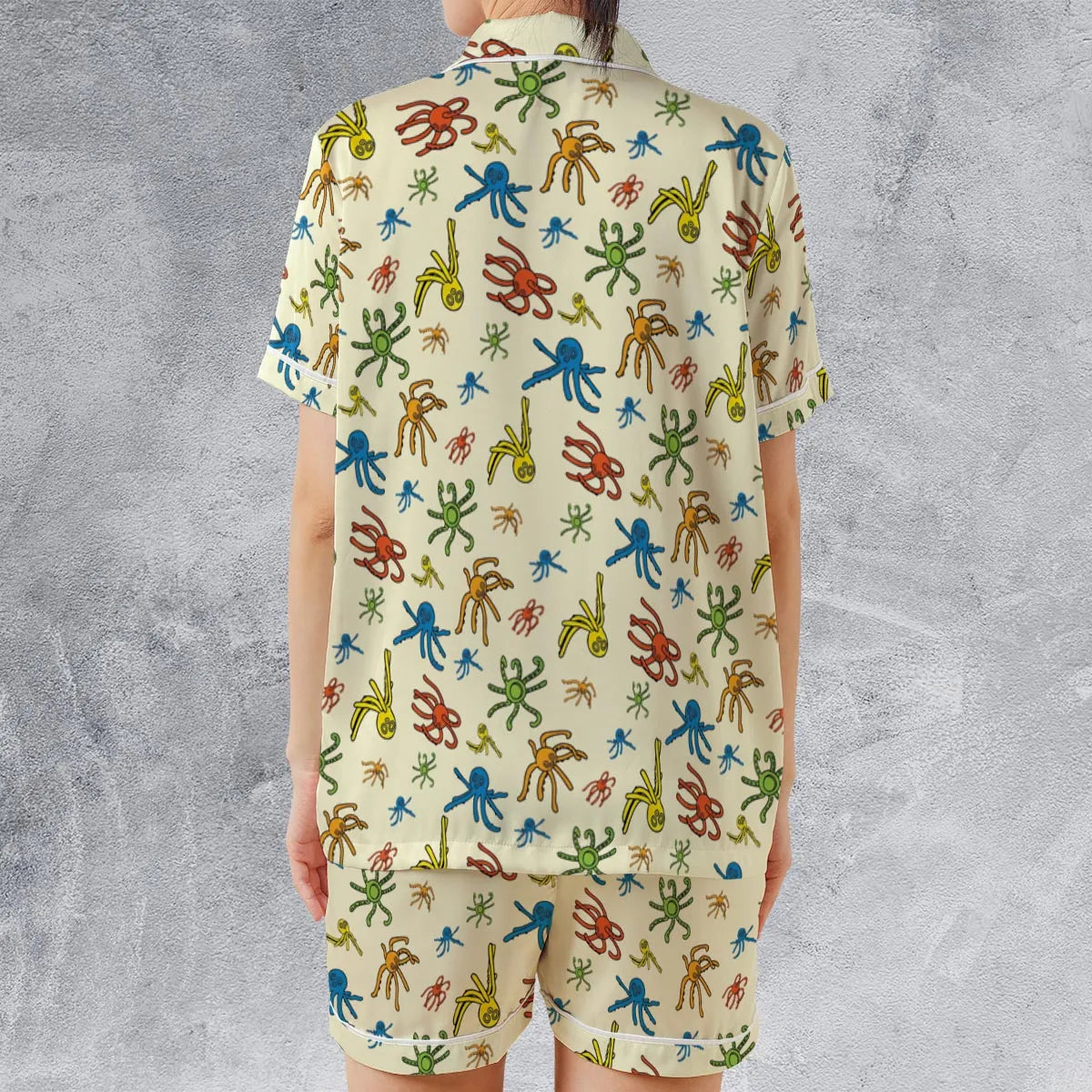 Satin Short-Sleeve Pajamas Set - EZ8BWVD9