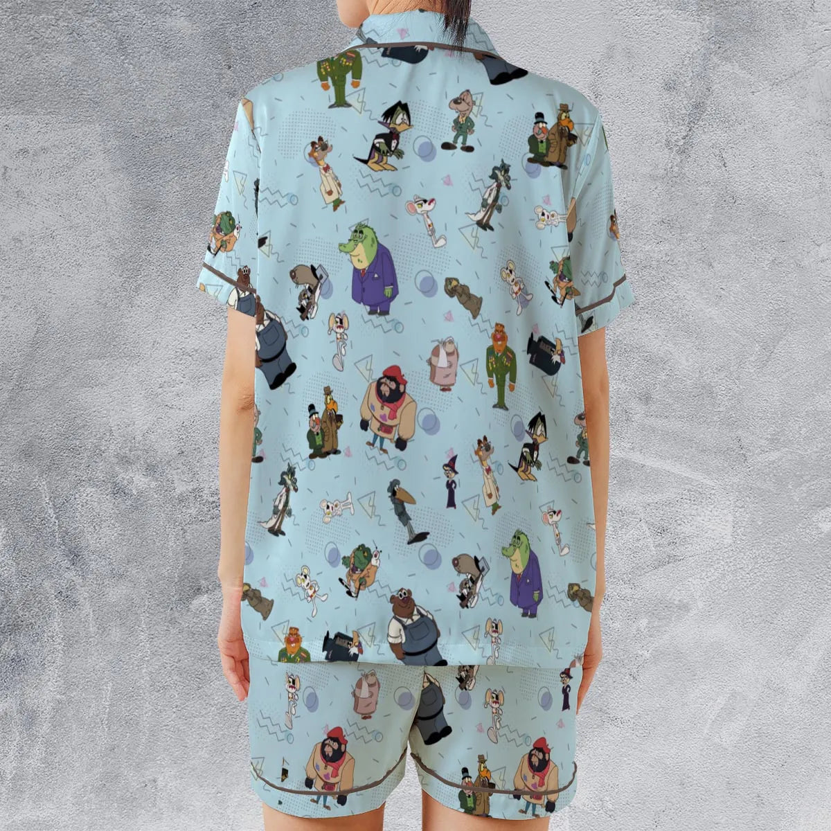Satin Short-Sleeve Pajamas Set - 3CW1B4W3