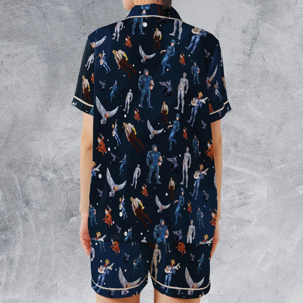 Satin Short-Sleeve Pajamas Set - AX593FXA