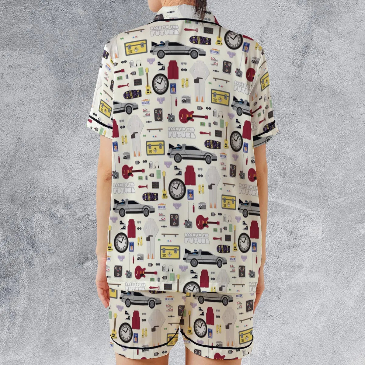 Satin Short-Sleeve Pajamas Set - QWEZC37H