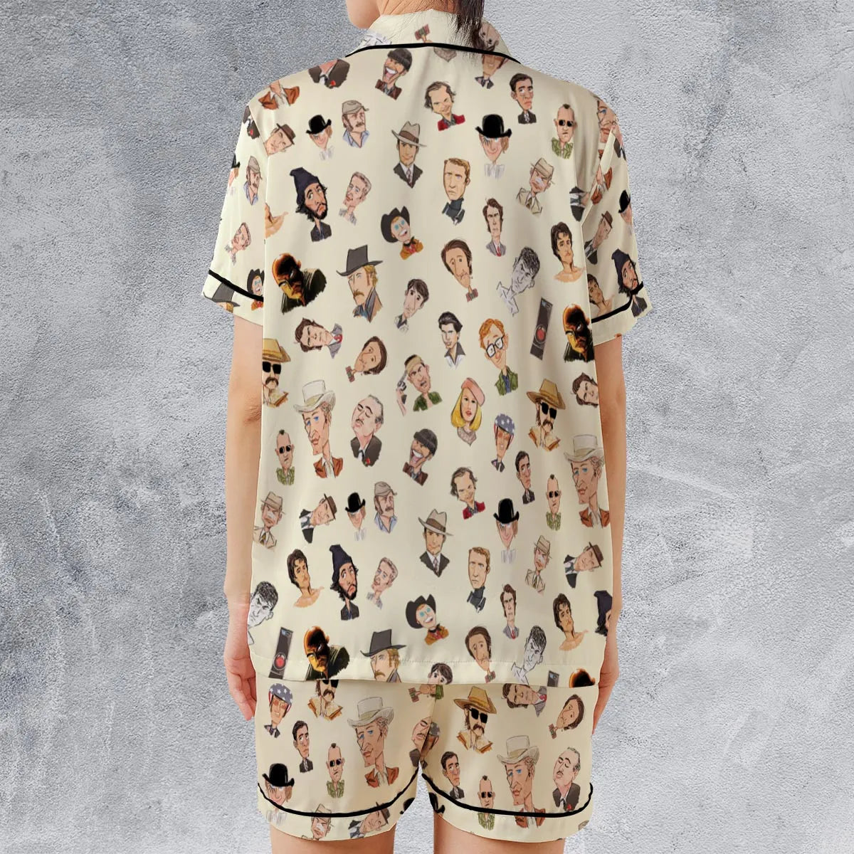 Satin Short-Sleeve Pajamas Set - RZEHGGUD