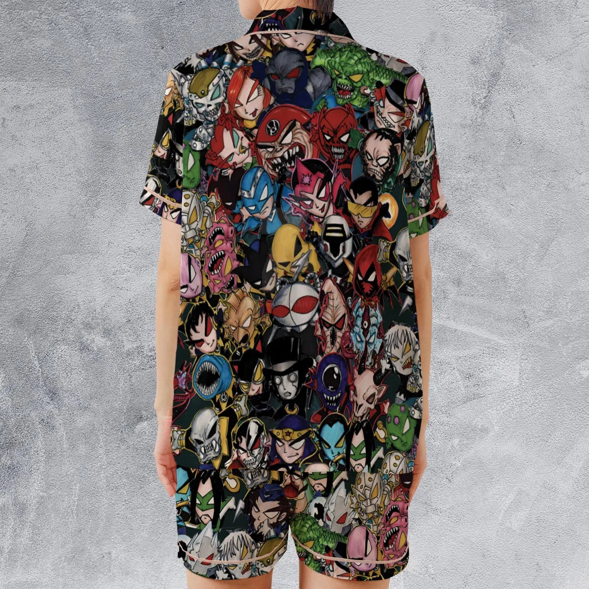 Satin Short-Sleeve Pajamas Set - AWNRNFM7