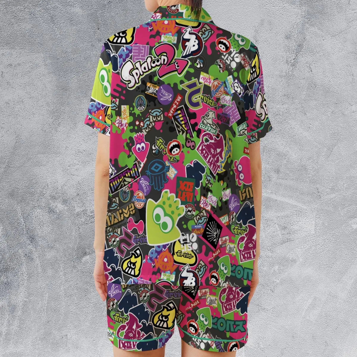 Satin Short-Sleeve Pajamas Set - GGJW8X5B