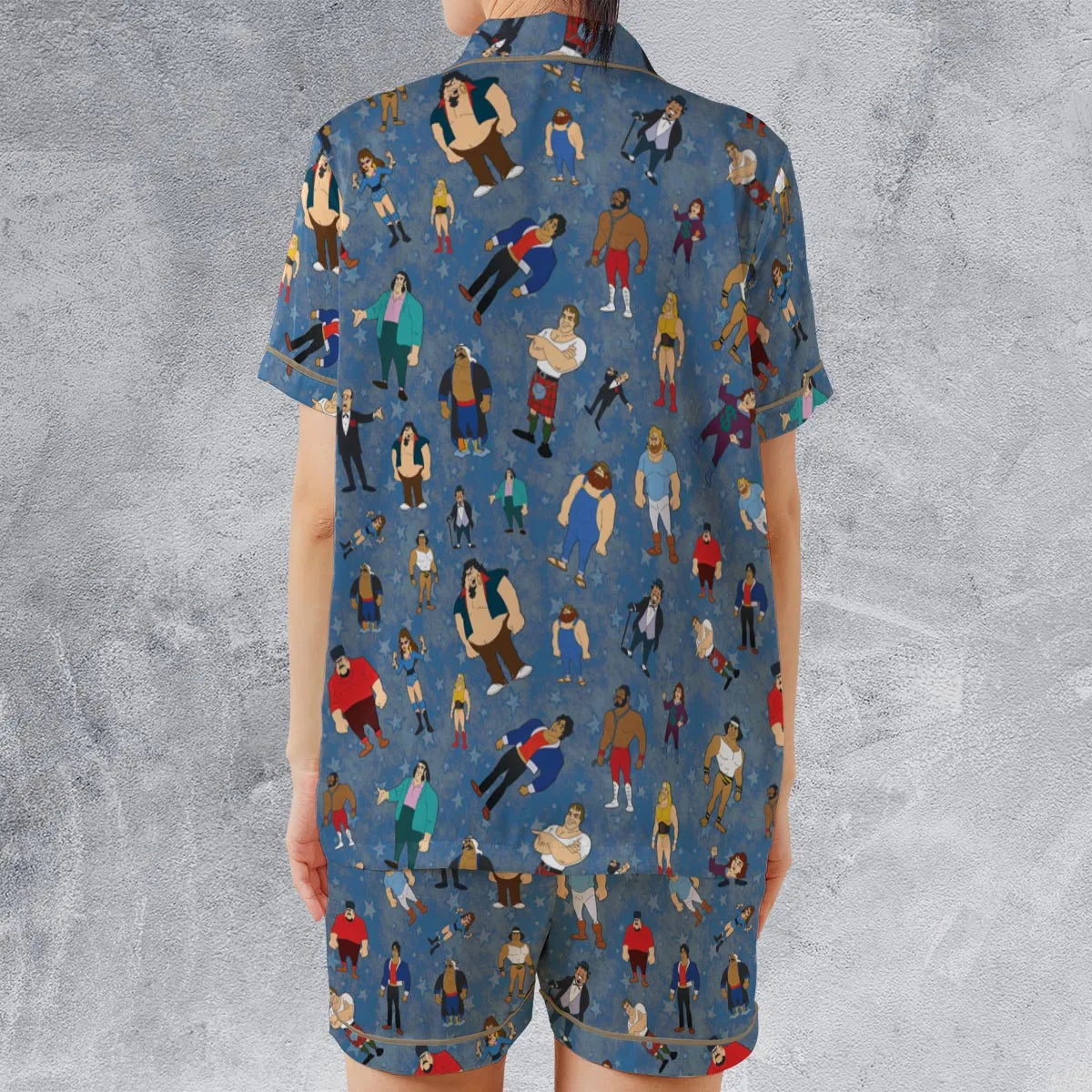 Satin Short-Sleeve Pajamas Set - BEBPD5X8