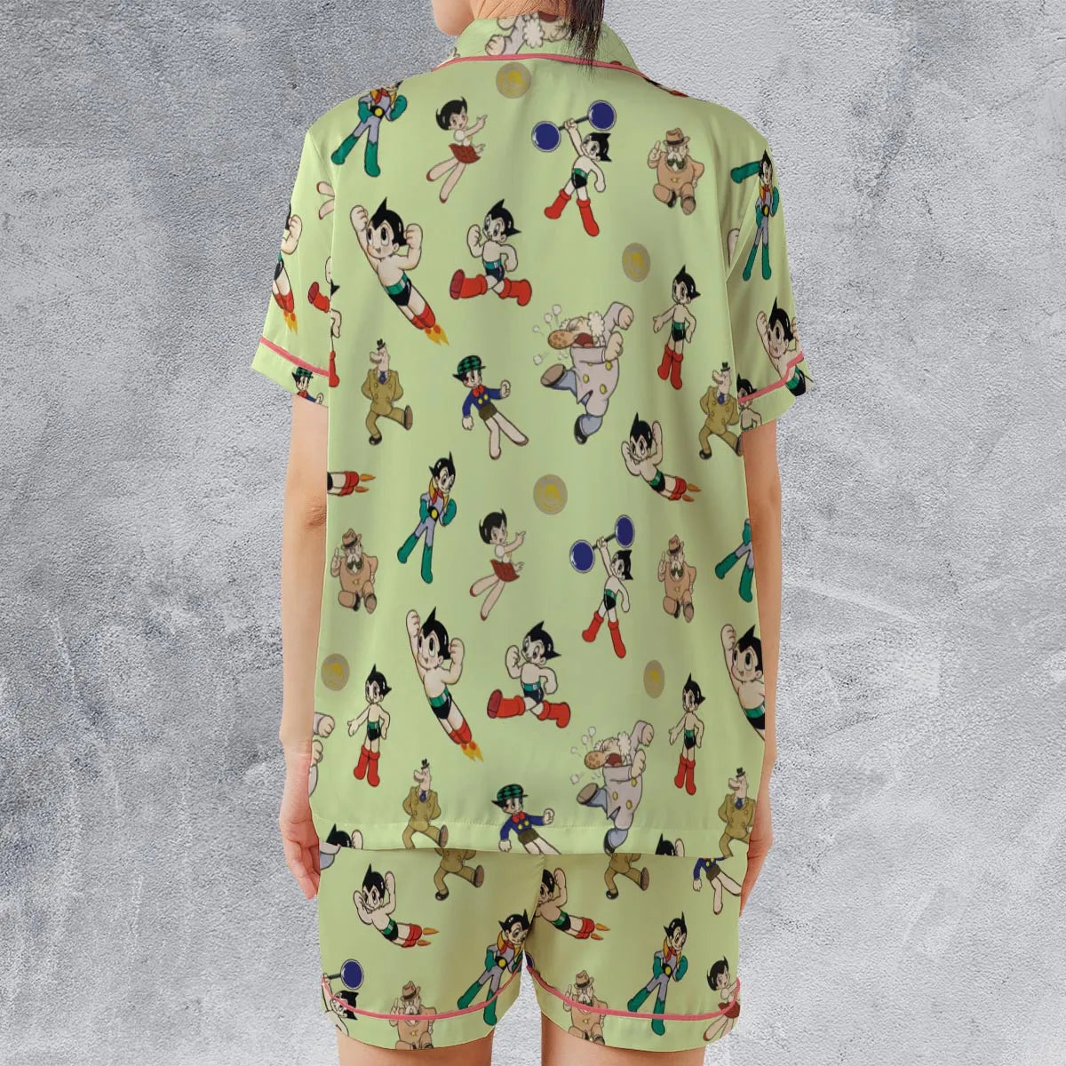 Satin Short-Sleeve Pajamas Set - ZSAD117D