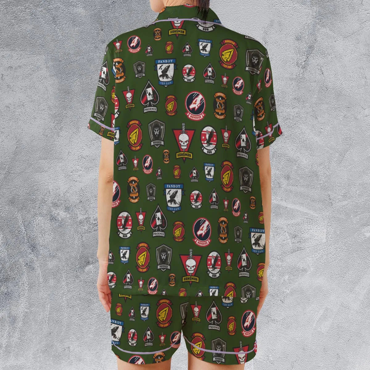 Satin Short-Sleeve Pajamas Set - XZ296FZW
