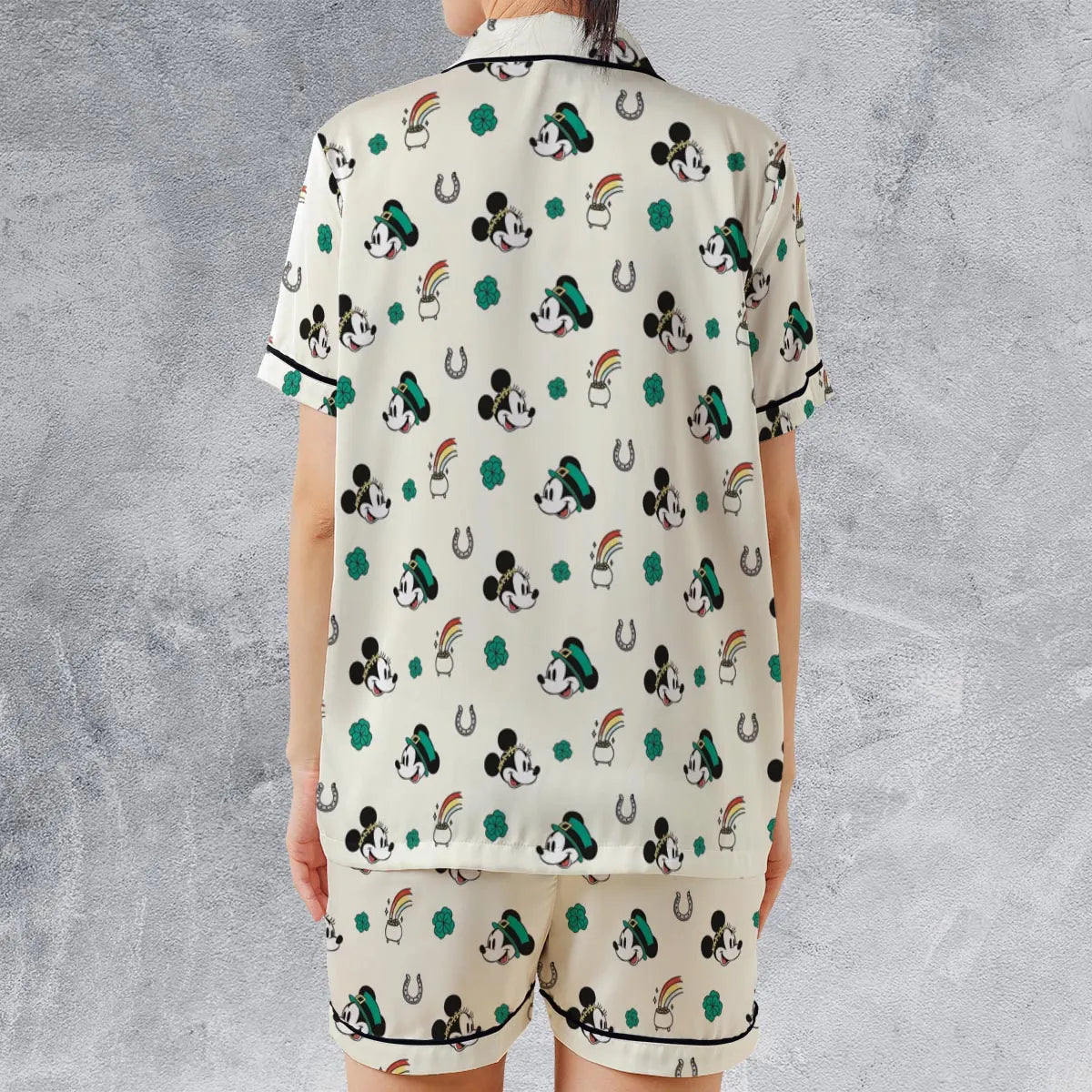 Satin Short-Sleeve Pajamas Set - PHDP4DLC