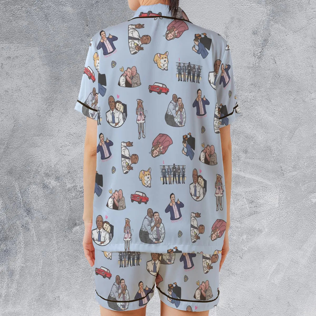 Satin Short-Sleeve Pajamas Set - SH38X4C6