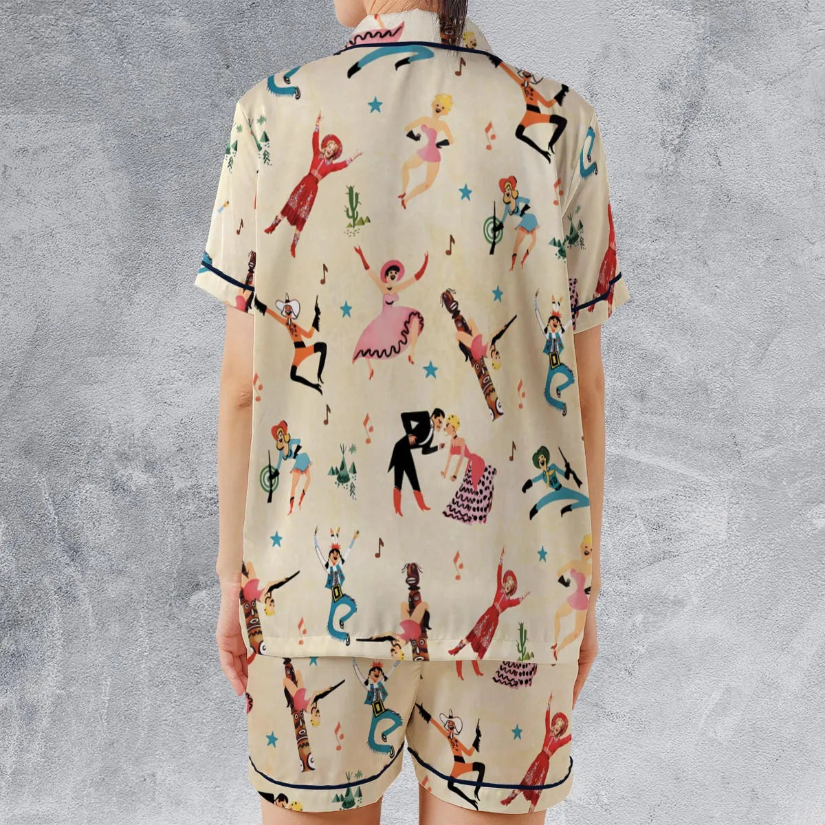Satin Short-Sleeve Pajamas Set - 3XBN4UM2
