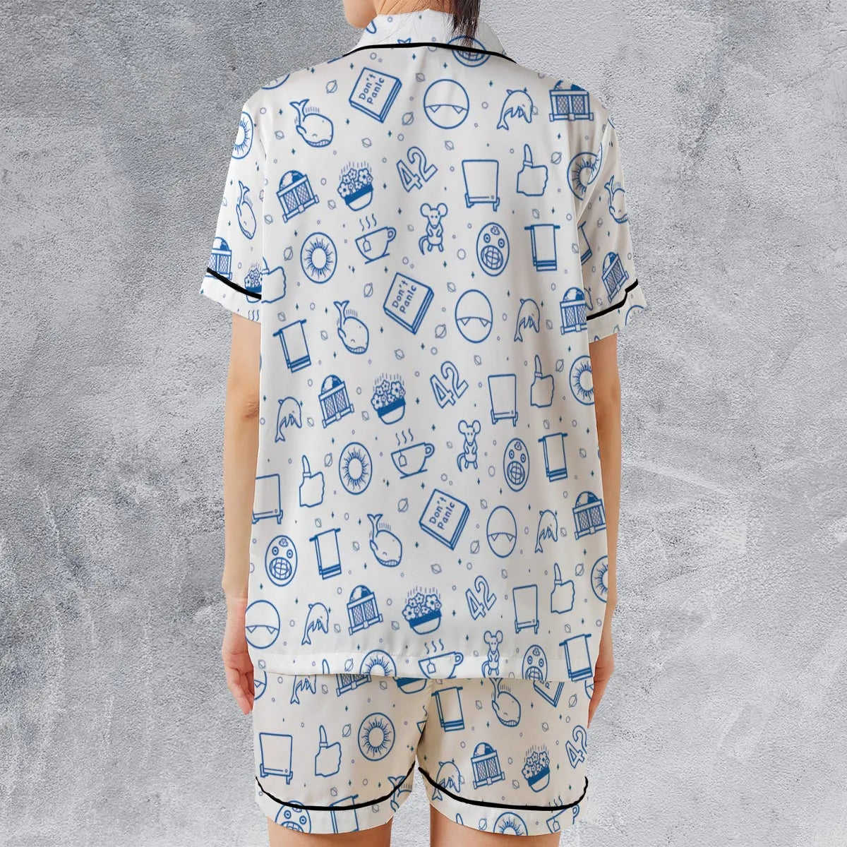 Satin Short-Sleeve Pajamas Set - M7PXD7M9