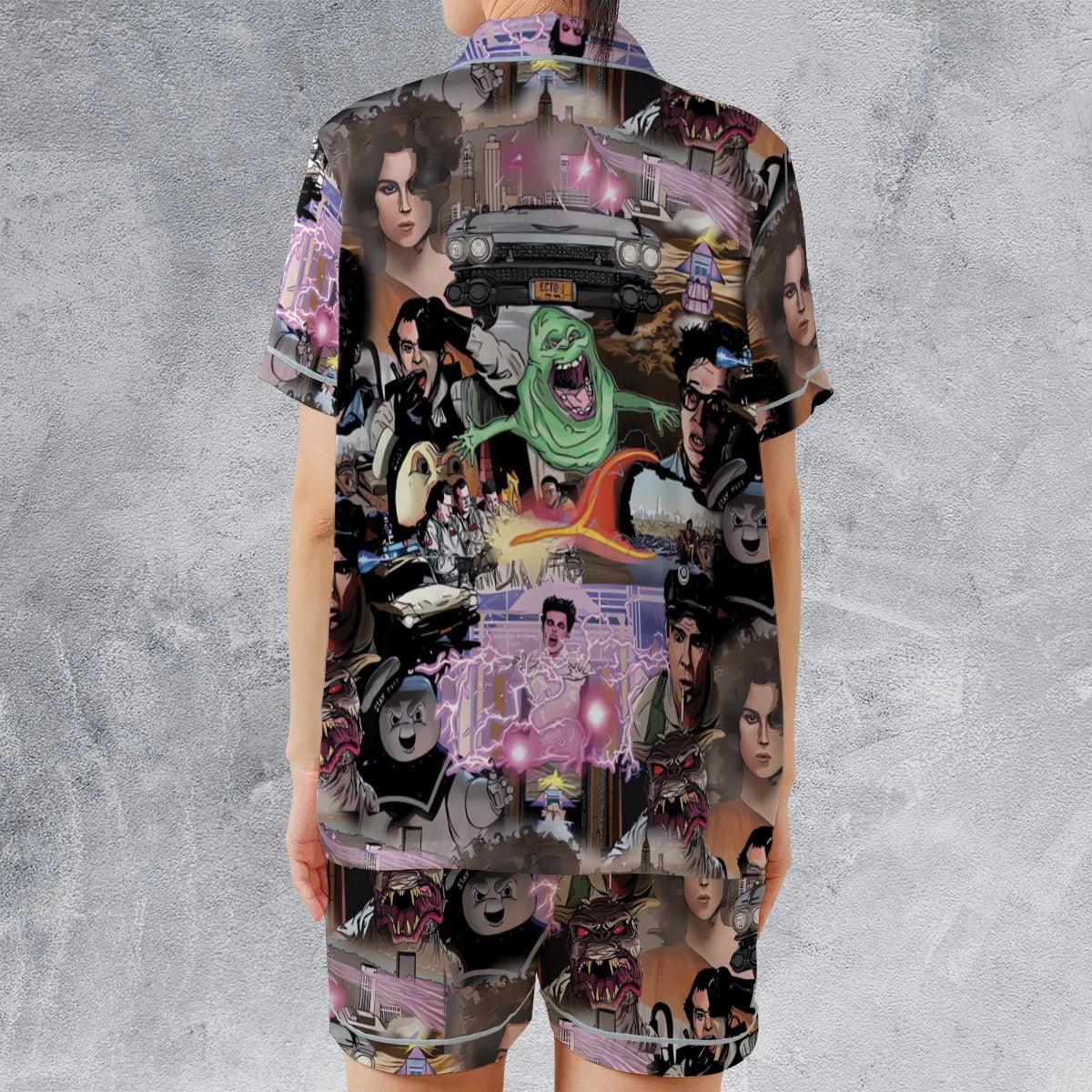 Satin Short-Sleeve Pajamas Set - CXSS8EA2