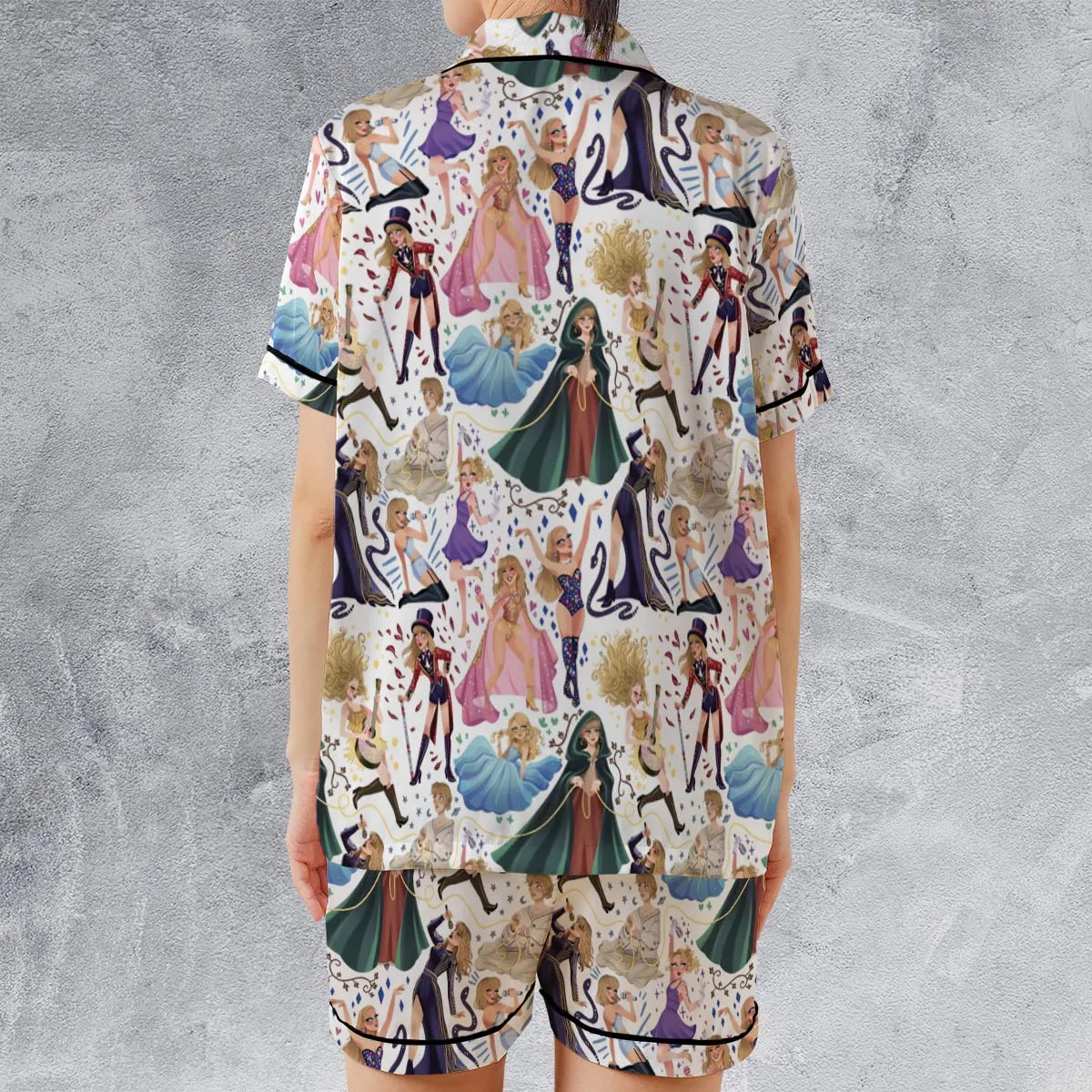 Satin Short-Sleeve Pajamas Set - 3ED1KRVX