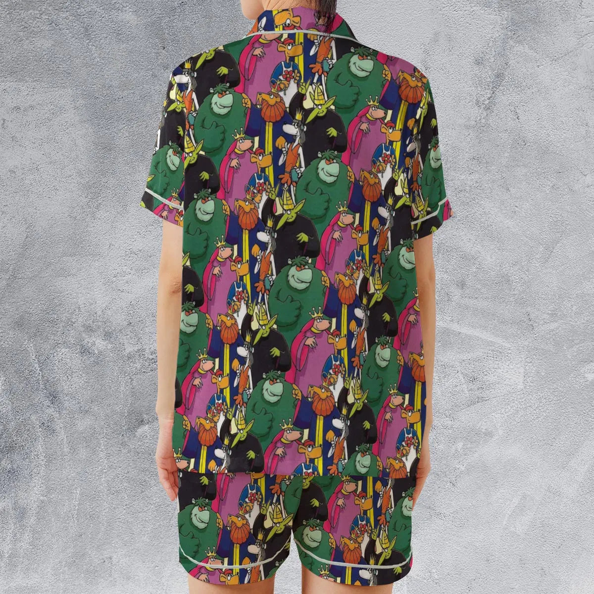 Satin Short-Sleeve Pajamas Set - AWFJBEME