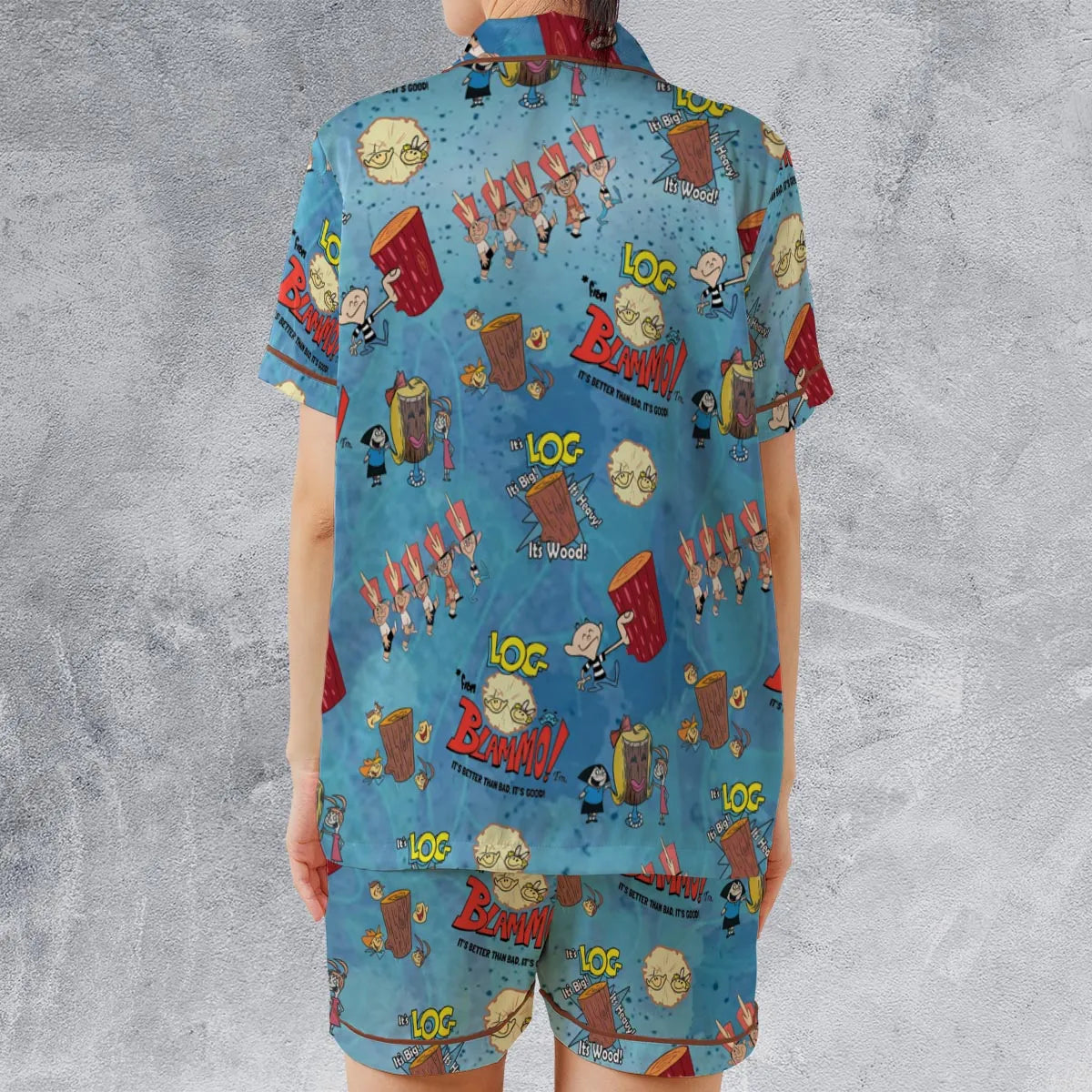 Satin Short-Sleeve Pajamas Set - WRP68F3B