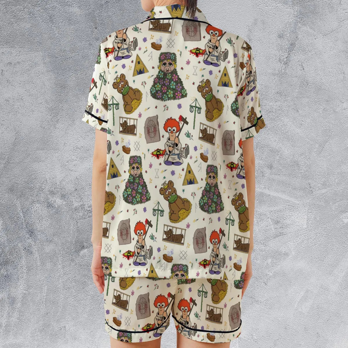 Satin Short-Sleeve Pajamas Set - WS3YTPL5