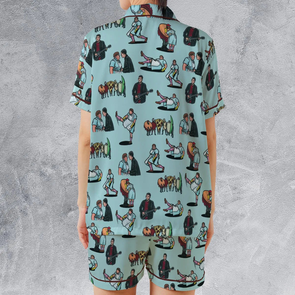 Satin Short-Sleeve Pajamas Set - ZU1ZLNN1