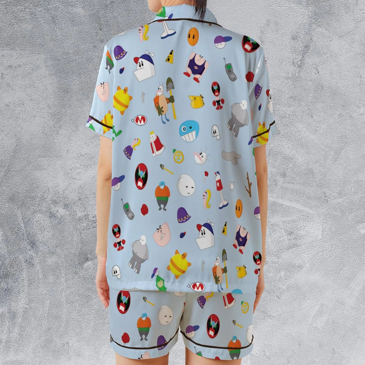 Satin Short-Sleeve Pajamas Set - 78SMAZ16