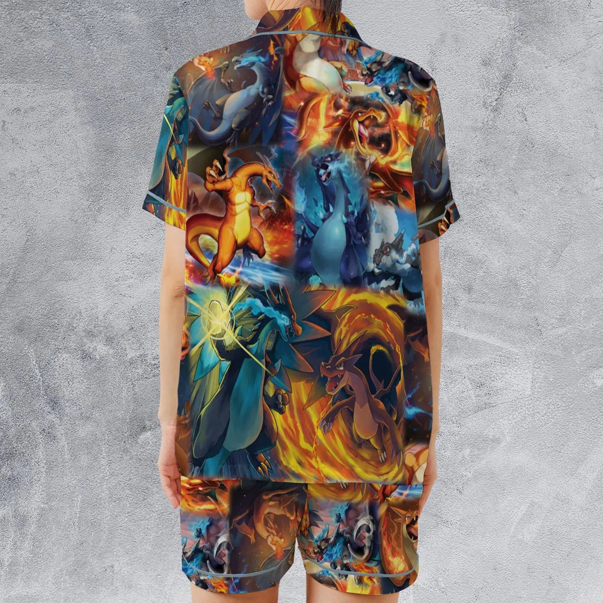 Satin Short-Sleeve Pajamas Set - X82957BU