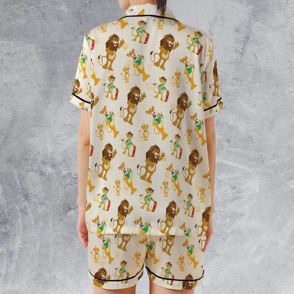 Satin Short-Sleeve Pajamas Set - 2N5VB1Y2