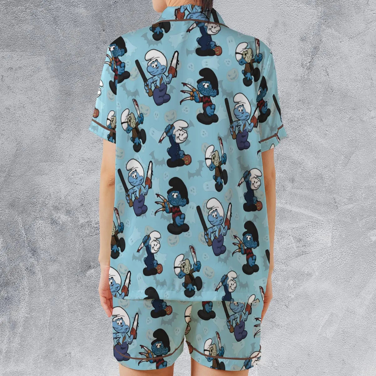 Satin Short-Sleeve Pajamas Set - PFV5WXEA