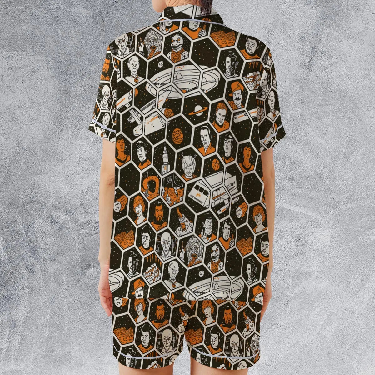 Satin Short-Sleeve Pajamas Set - BAQKZA7V