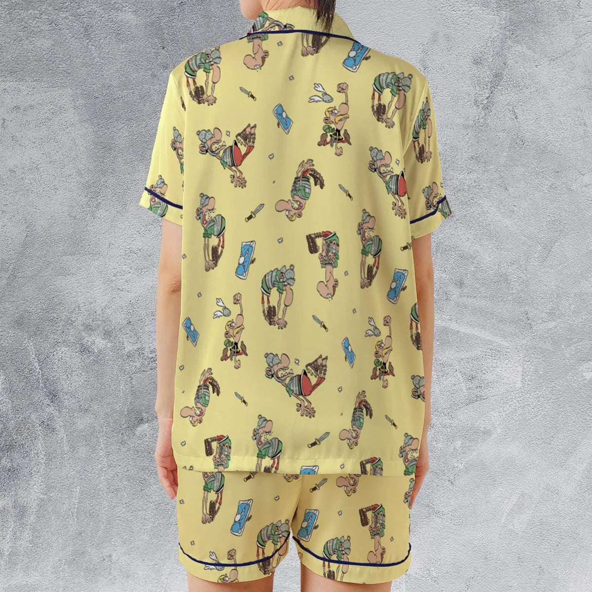Satin Short-Sleeve Pajamas Set - Q7Y89A1A