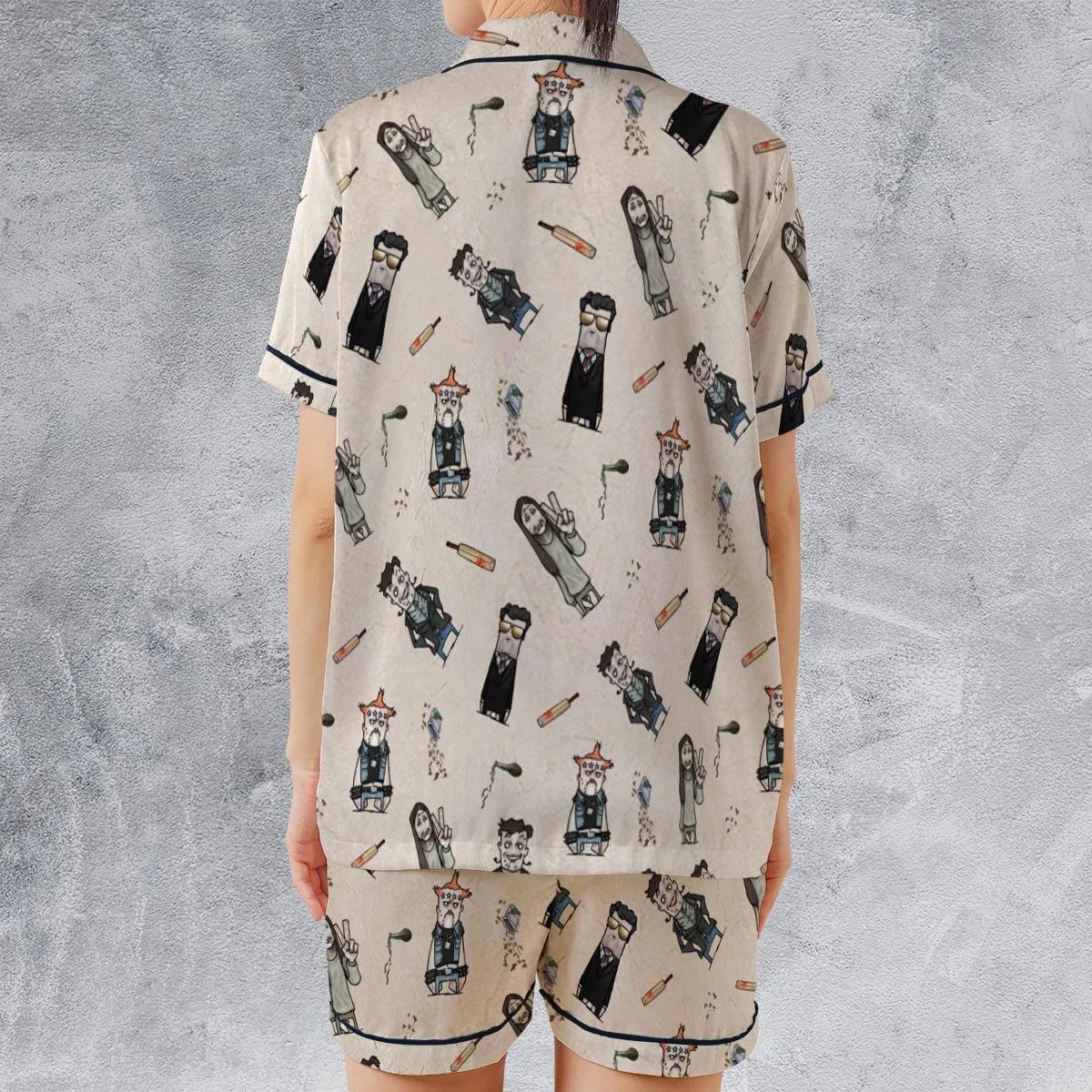 Satin Short-Sleeve Pajamas Set - BJRSWV7G