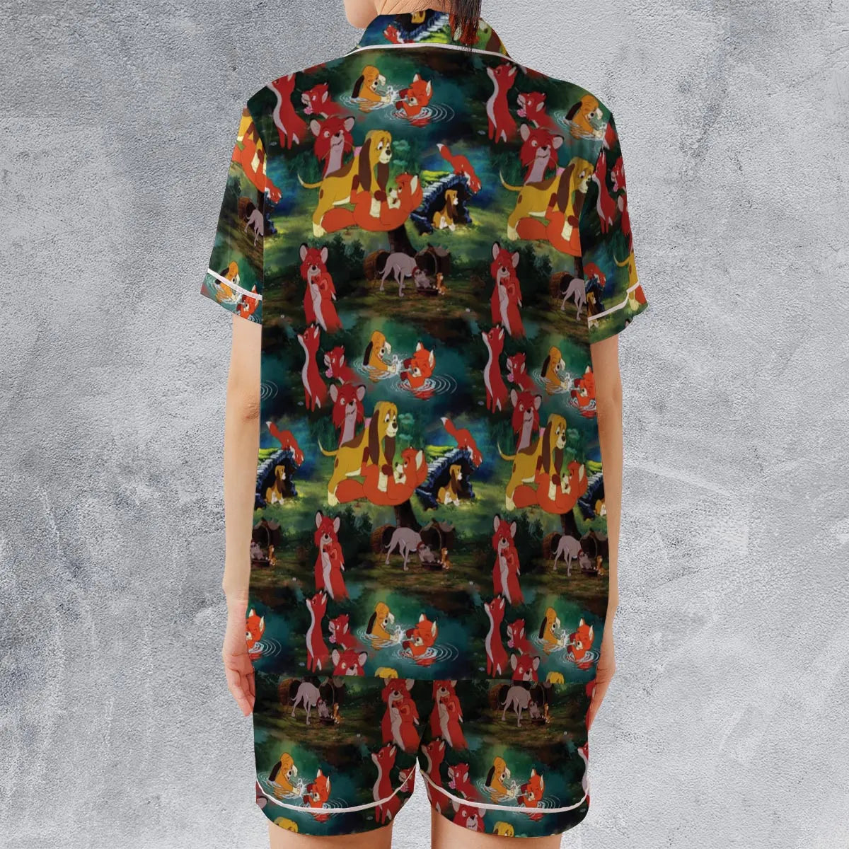Satin Short-Sleeve Pajamas Set - ZHS2583G