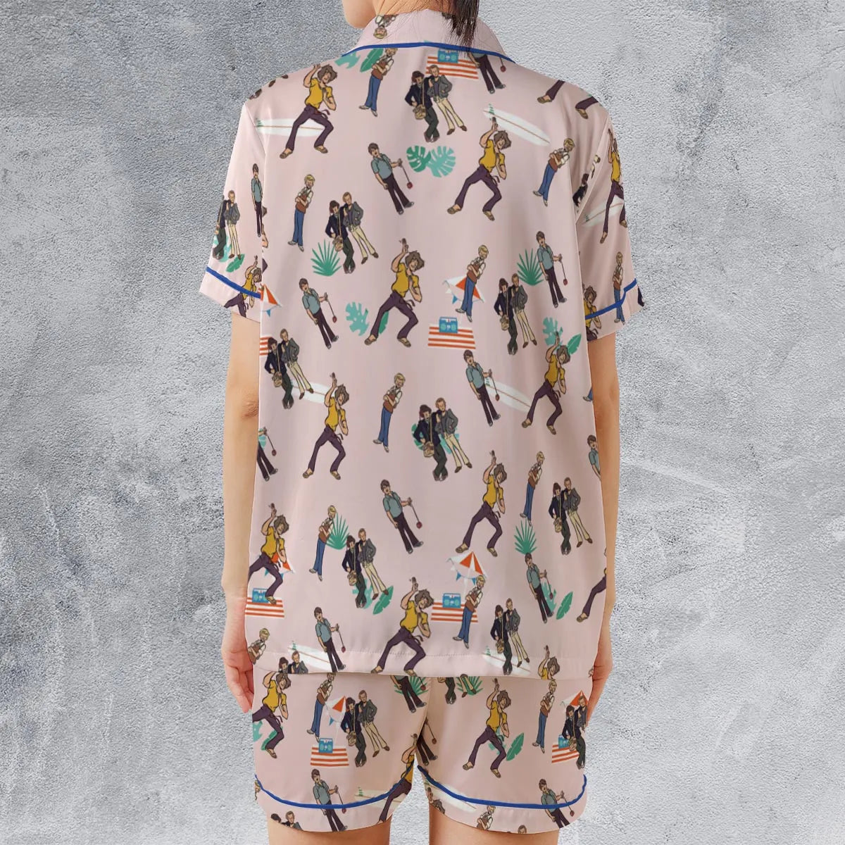Satin Short-Sleeve Pajamas Set - 8NKPVXPQ