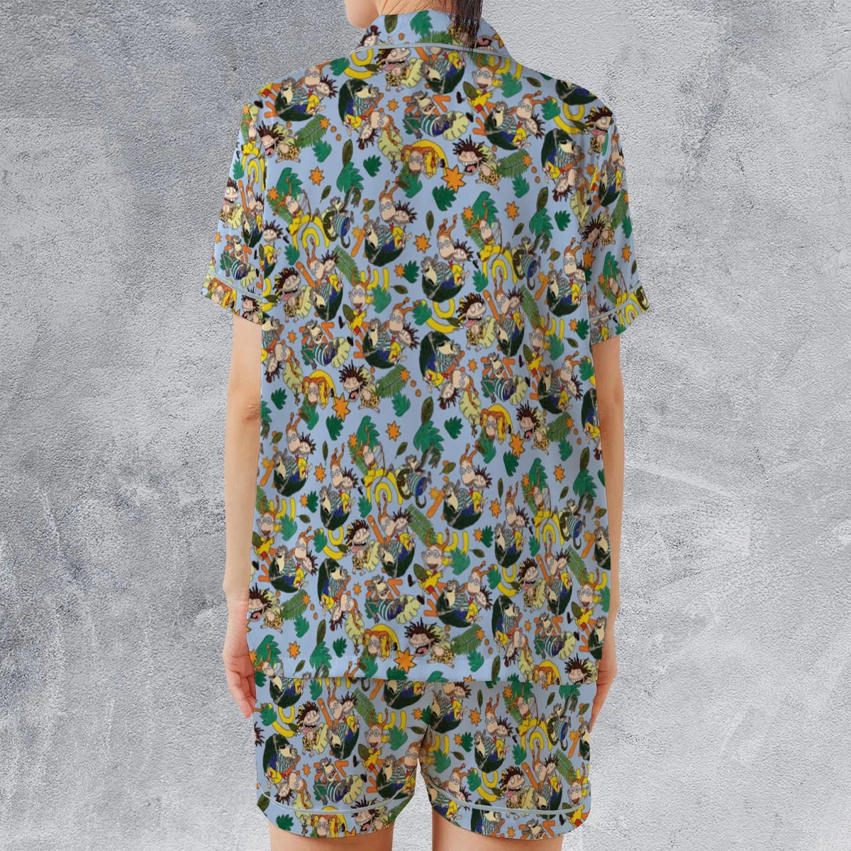Satin Short-Sleeve Pajamas Set - USSLCYVY