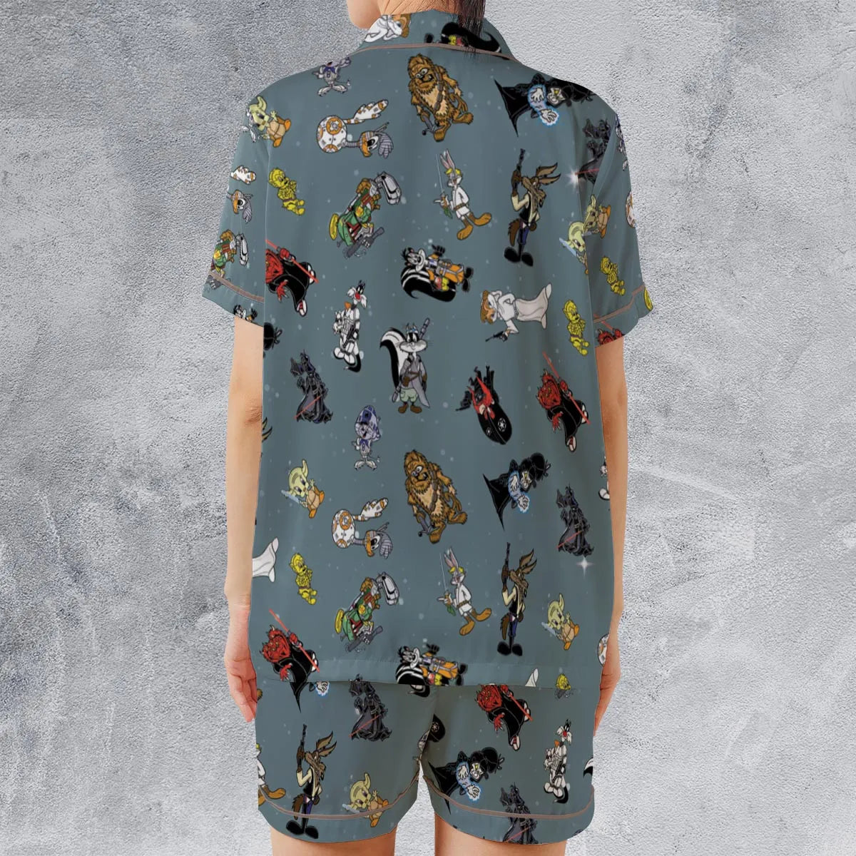 Satin Short-Sleeve Pajamas Set - P9KHEEQ4