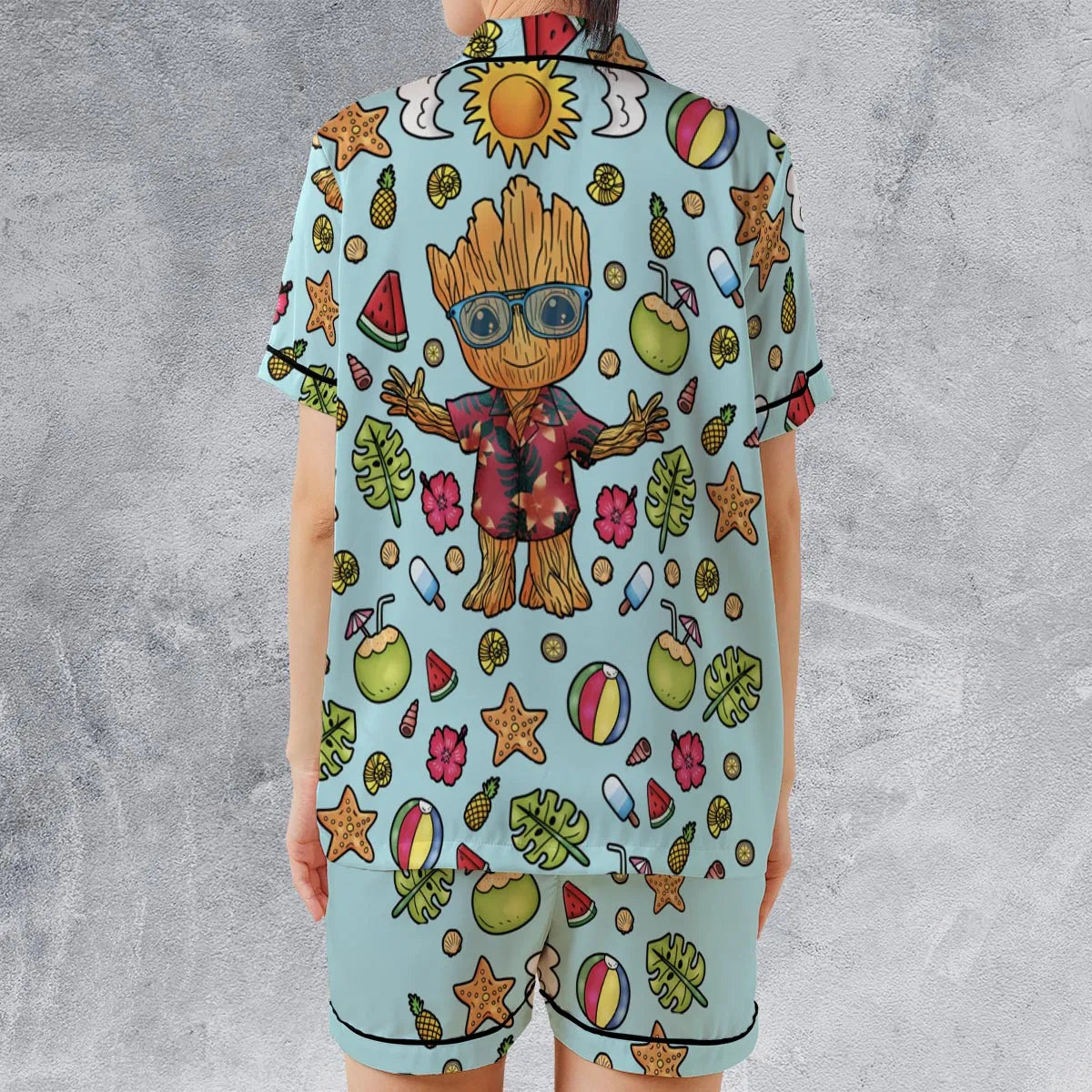 Satin Short-Sleeve Pajamas Set - WBJGX2CU