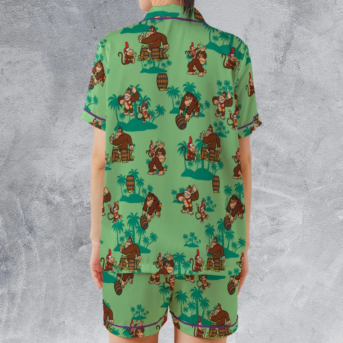 Satin Short-Sleeve Pajamas Set - KV5YEV9A