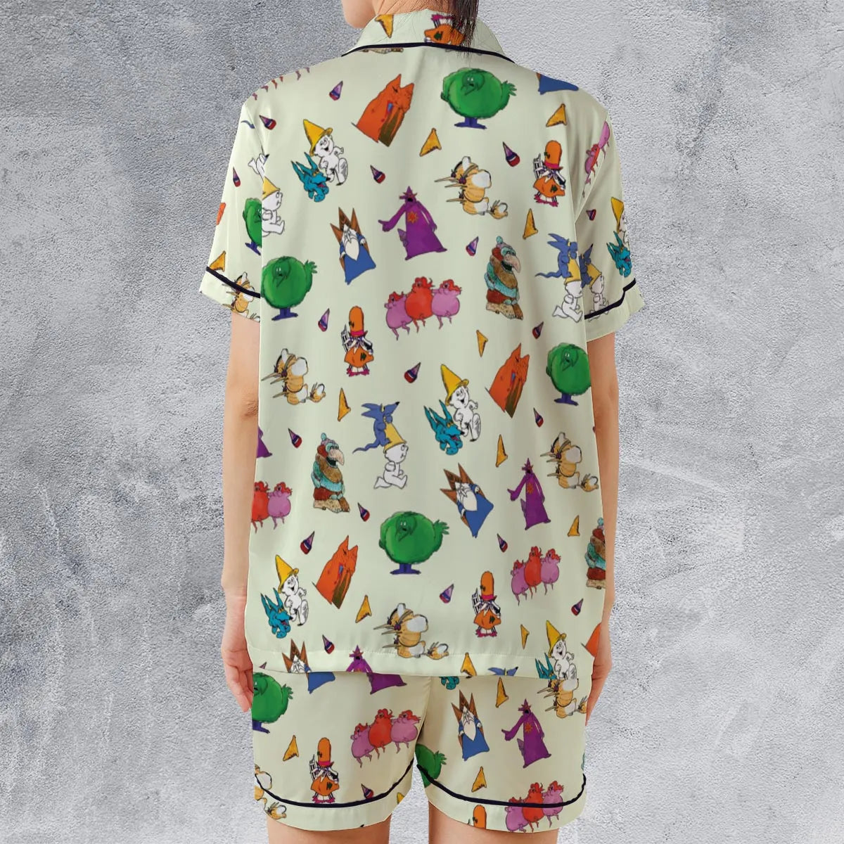 Satin Short-Sleeve Pajamas Set - DLX958PS