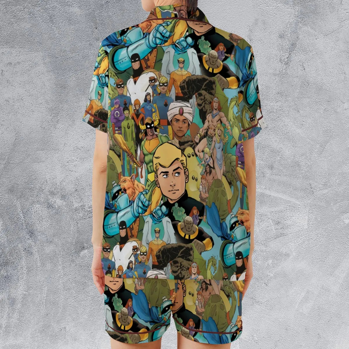 Satin Short-Sleeve Pajamas Set - R7FSGH55