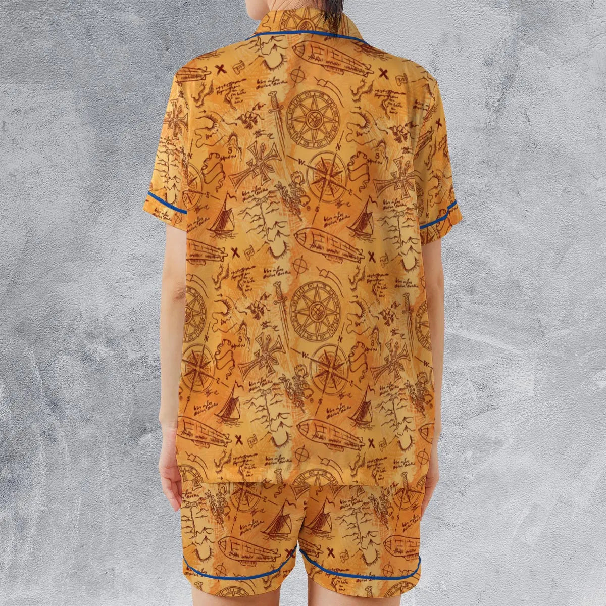 Satin Short-Sleeve Pajamas Set - L2H3XMYJ