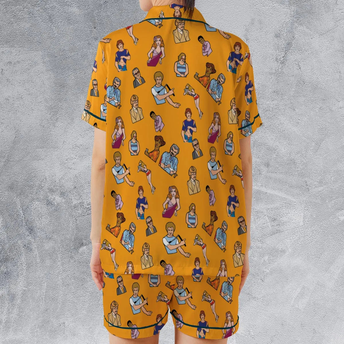 Satin Short-Sleeve Pajamas Set - QNAVH8J6