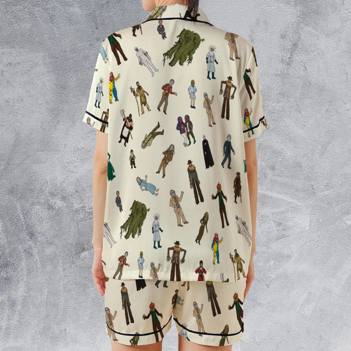 Satin Short-Sleeve Pajamas Set - WWF1RS9N