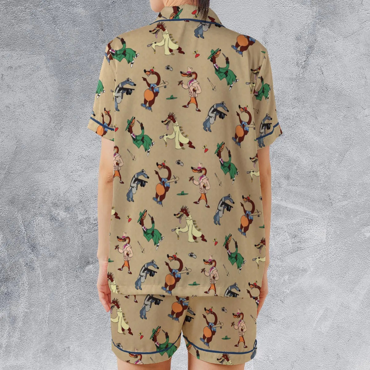Satin Short-Sleeve Pajamas Set - CZLW8KHR