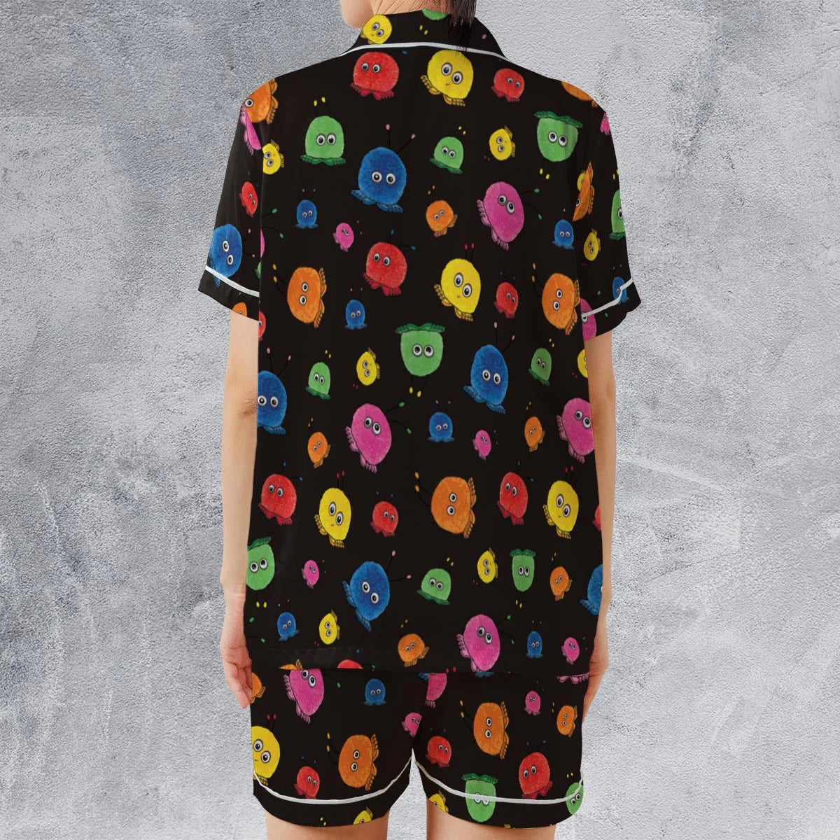 Satin Short-Sleeve Pajamas Set - FAVVB97R