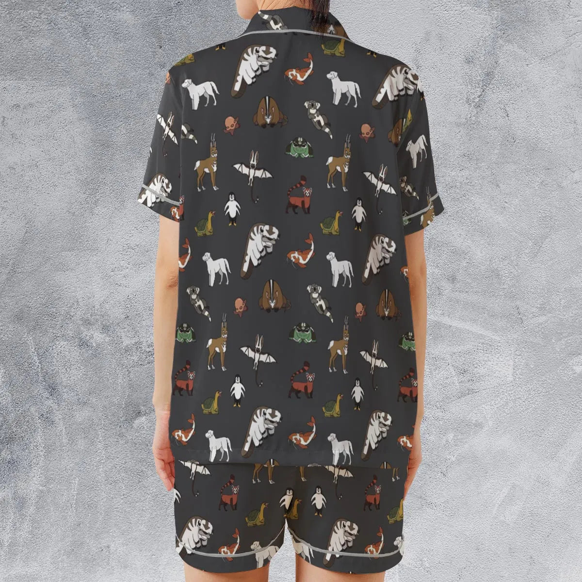 Satin Short-Sleeve Pajamas Set - ZPZJR4F3