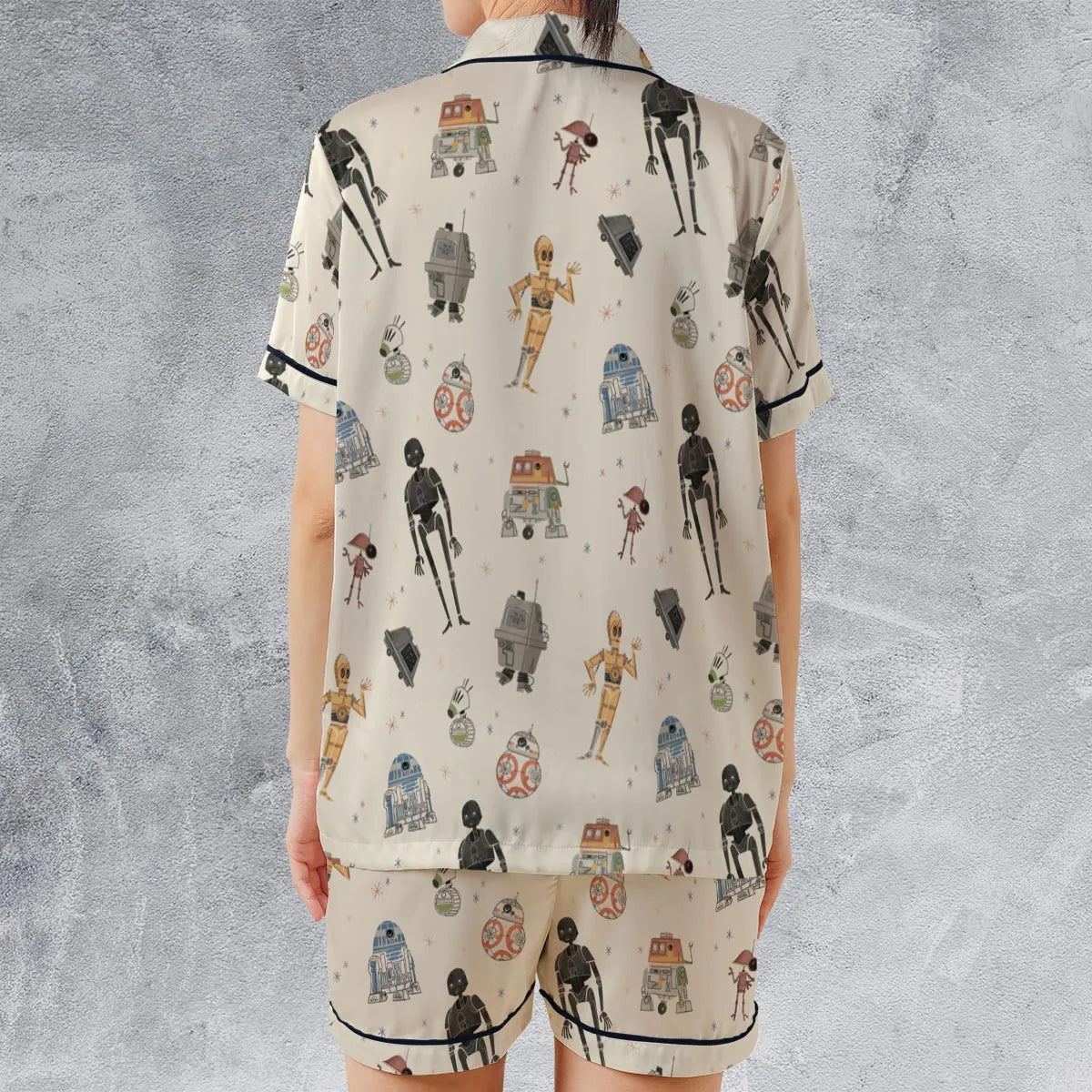 Satin Short-Sleeve Pajamas Set - XJH3SP4C