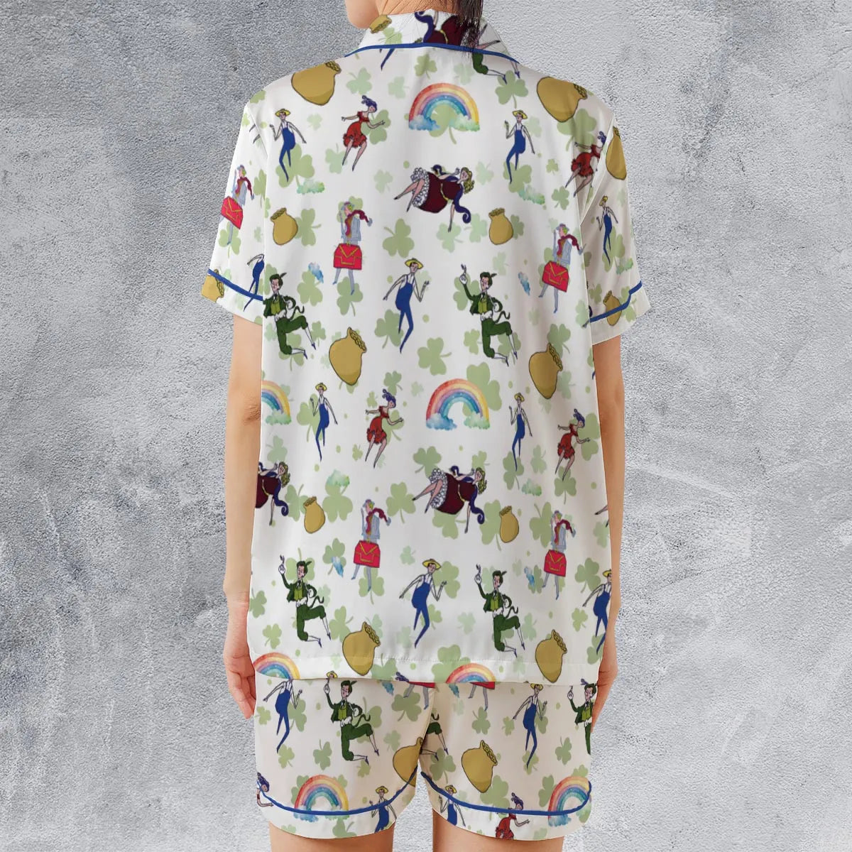 Satin Short-Sleeve Pajamas Set - CXAAB69F